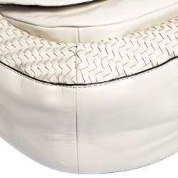 Pre Owned Coach White Woven Leather Kristin Hobo