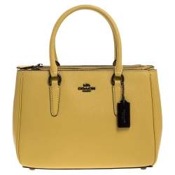 Pre Owned Coach Yellow Leather Mini Christie Carryall Satchel
