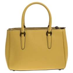 Pre Owned Coach Yellow Leather Mini Christie Carryall Satchel