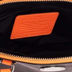 Pre Owned Coach Brown/Neon Orange Coated Canvas and Leather Mini Sierra Satchel