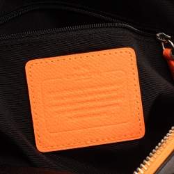 Pre Owned Coach Brown/Neon Orange Coated Canvas and Leather Mini Sierra Satchel