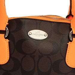Pre Owned Coach Brown/Neon Orange Coated Canvas and Leather Mini Sierra Satchel