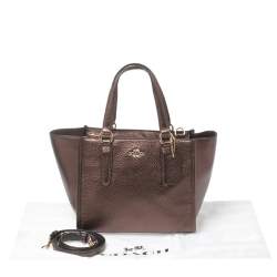 Pre Owned Coach Bronze Leather Mini Carryall Crossbody Bag