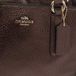 Pre Owned Coach Bronze Leather Mini Carryall Crossbody Bag