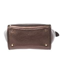 Pre Owned Coach Bronze Leather Mini Carryall Crossbody Bag