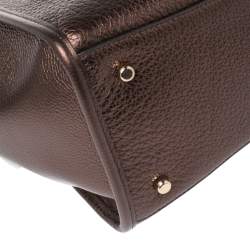 Pre Owned Coach Bronze Leather Mini Carryall Crossbody Bag