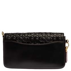 Pre Owned Coach Black Signature Embossed Leather Dinky Crossbody Bag
