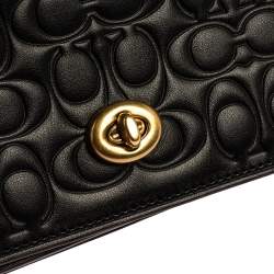 Pre Owned Coach Black Signature Embossed Leather Dinky Crossbody Bag