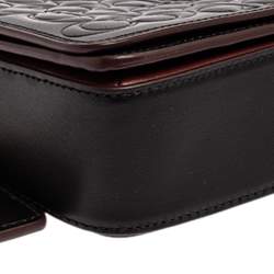 Pre Owned Coach Black Signature Embossed Leather Dinky Crossbody Bag