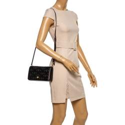 Pre Owned Coach Black Signature Embossed Leather Dinky Crossbody Bag