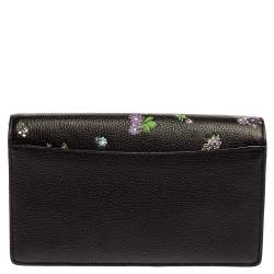 Pre Owned Coach Black Floral Print Leather Hayden Crossbody Bag