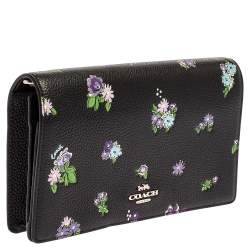 Pre Owned Coach Black Floral Print Leather Hayden Crossbody Bag