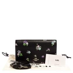 Pre Owned Coach Black Floral Print Leather Hayden Crossbody Bag