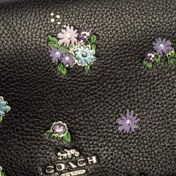 Pre Owned Coach Black Floral Print Leather Hayden Crossbody Bag