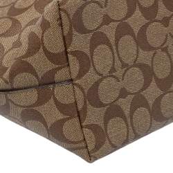 Pre Owned Coach Beige/Brown Signature Coated Canvas and Leather Gallery Tote