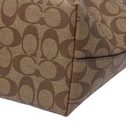 Pre Owned Coach Beige/Brown Signature Coated Canvas and Leather Gallery Tote