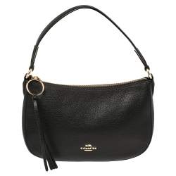Pre Owned Coach Black Pebbled Leather Sutton Hobo