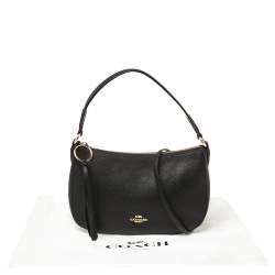Pre Owned Coach Black Pebbled Leather Sutton Hobo