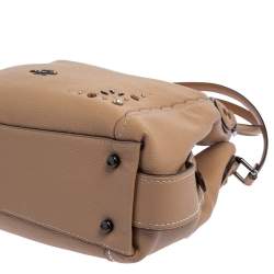 Pre Owned Coach Beige Leather Scallop Trim Edie 31 Shoulder Bag