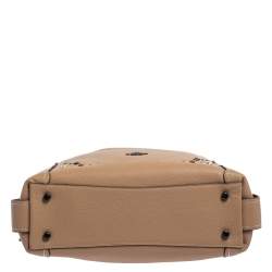 Pre Owned Coach Beige Leather Scallop Trim Edie 31 Shoulder Bag