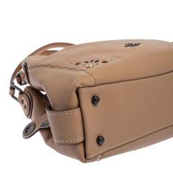 Pre Owned Coach Beige Leather Scallop Trim Edie 31 Shoulder Bag
