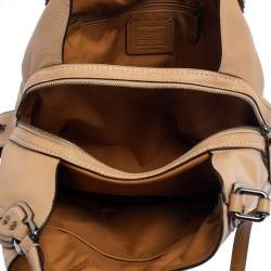 Pre Owned Coach Beige Leather Scallop Trim Edie 31 Shoulder Bag