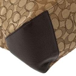 Pre Owned Coach Beige/Brown Signature Canvas and Leather City Zip Top Tote