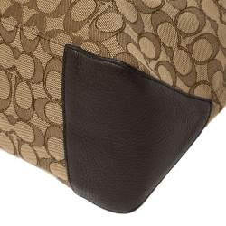 Pre Owned Coach Beige/Brown Signature Canvas and Leather City Zip Top Tote
