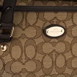 Pre Owned Coach Beige/Brown Signature Canvas and Leather City Zip Top Tote
