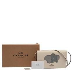 Pre Owned Coach Off White Pebbled Leather Dumbo Foldover Crossbody Bag