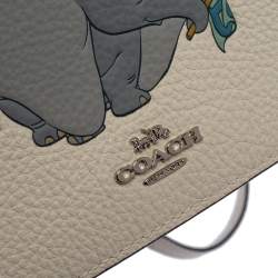 Pre Owned Coach Off White Pebbled Leather Dumbo Foldover Crossbody Bag