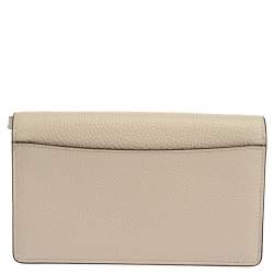 Pre Owned Coach Off White Pebbled Leather Dumbo Foldover Crossbody Bag