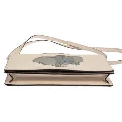 Pre Owned Coach Off White Pebbled Leather Dumbo Foldover Crossbody Bag