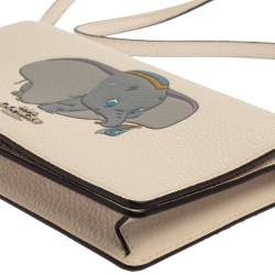 Pre Owned Coach Off White Pebbled Leather Dumbo Foldover Crossbody Bag