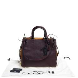 Pre Owned Coach Burgundy/Brown Leather And Suede Whipstitch Rogue 1941 Tote