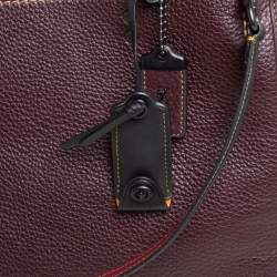 Pre Owned Coach Burgundy/Brown Leather And Suede Whipstitch Rogue 1941 Tote
