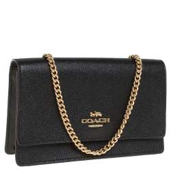 Pre Owned Coach Black Leather Boxed Flap Belt Bag