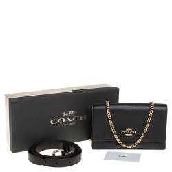 Pre Owned Coach Black Leather Boxed Flap Belt Bag