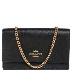 Pre Owned Coach Black Leather Boxed Flap Belt Bag