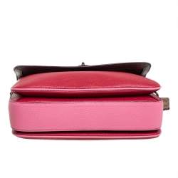 Pre Owned Coach Pink/Red Signature Coated Canvas and Leather Cassie Top Handle Bag