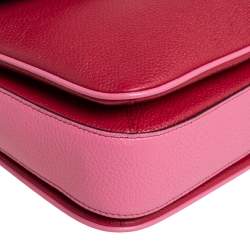 Pre Owned Coach Pink/Red Signature Coated Canvas and Leather Cassie Top Handle Bag