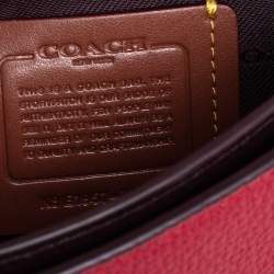 Pre Owned Coach Pink/Red Signature Coated Canvas and Leather Cassie Top Handle Bag