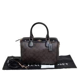 Pre Owned Coach Brown/Black Signature Coated Canvas and Leather Bennett Satchel