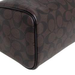 Pre Owned Coach Brown/Black Signature Coated Canvas and Leather Bennett Satchel