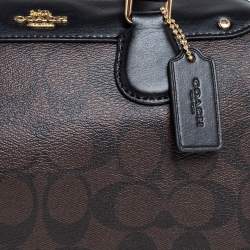 Pre Owned Coach Brown/Black Signature Coated Canvas and Leather Bennett Satchel