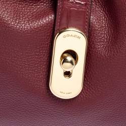Pre Owned Coach Maroon Crocodile And Snakeskin Embossed Leather And Leather Amber Hobo