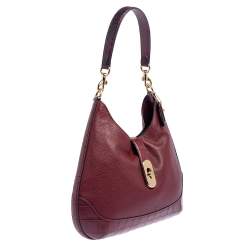 Pre Owned Coach Maroon Crocodile And Snakeskin Embossed Leather And Leather Amber Hobo