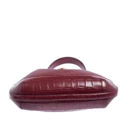 Pre Owned Coach Maroon Crocodile And Snakeskin Embossed Leather And Leather Amber Hobo