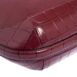 Pre Owned Coach Maroon Crocodile And Snakeskin Embossed Leather And Leather Amber Hobo