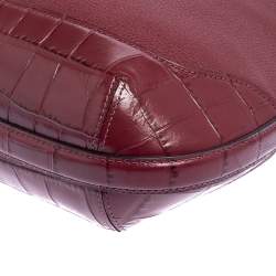 Pre Owned Coach Maroon Crocodile And Snakeskin Embossed Leather And Leather Amber Hobo